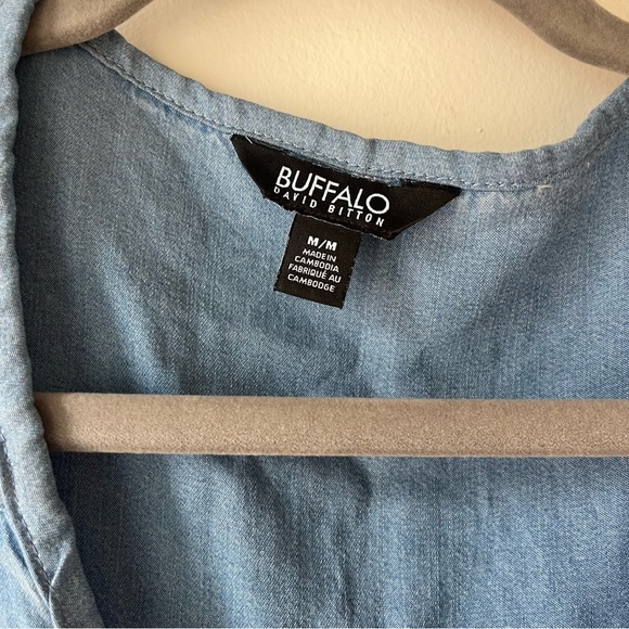 Buffalo David Bitton Blue Chambray Tunic Dress Women’s Size M Long Sleeve - Picture 2 of 10